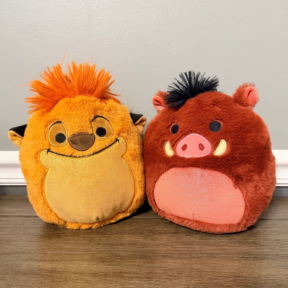 Disney Lion King 30th Anniversary FuzzaMallows Timon Pumbaa Squishmallows  Set‎